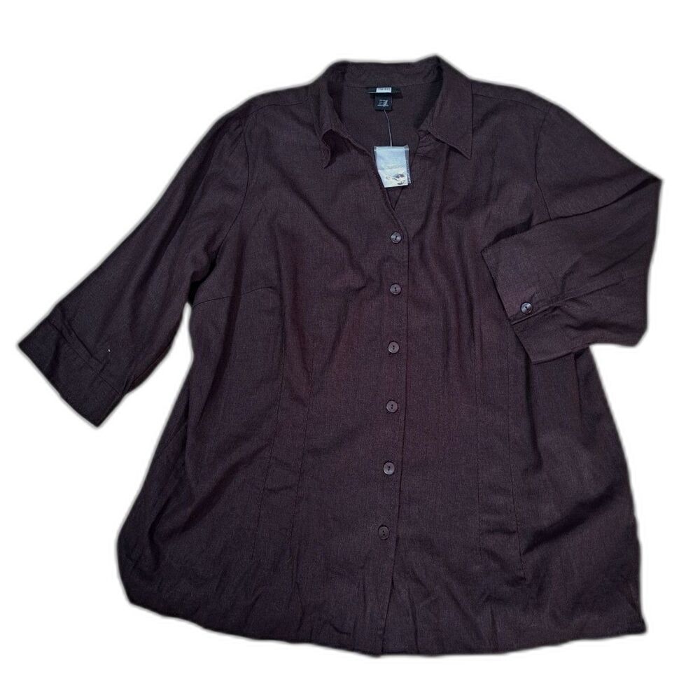 Studio 1940 Women's Linen Blend Breathable Casual Lagenlook ButtonUp Top 22/24W